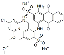 disodium 1-amino-4-[[2-[[[4-chloro-6-(2-methoxyethoxy)-1,3,5-triazin-2-yl]amino]methyl]-4-methyl-6-sulphonatophenyl]amino]-9,10-dihydro-9,10-dioxoanthracene-2-sulphonate CAS#: 75198-92-4