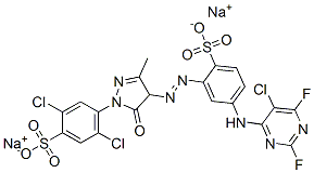 disodium 2,5-dichloro-4-[4-[[5-[(5-chloro-2,6-difluoro-4-pyrimidyl)amino]-2-sulphonatophenyl]azo]-4,5-dihydro-3-methyl-5-oxo-1H-pyrazol-1-yl]benzenesulphonate CAS#: 72379-41-0