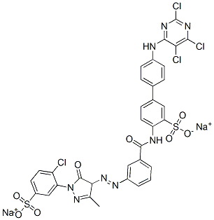 disodium 4-[[3-[[1-(2-chloro-5-sulphonatophenyl)-4,5-dihydro-3-methyl-5-oxo-1H-pyrazol-4-yl]azo]benzoyl]amino]-4'-[(2,5,6-trichloropyrimidin-4-yl)amino][1,1'-biphenyl]-3-sulphonate CAS#: 74186-18-8