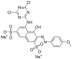 disodium 5-[(4,6-dichloro-1,3,5-triazin-2-yl)amino]-4-hydroxy-3-[(4-methoxyphenyl)azo]naphthalene-2,7-disulphonate CAS#: 74432-27-2