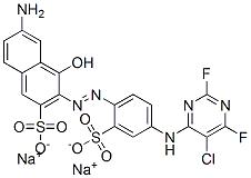 disodium 6-amino-3-[[4-[(5-chloro-2,6-difluoropyrimidin-4-yl)amino]-2-sulphonatophenyl]azo]-4-hydroxynaphthalene-2-sulphonate CAS#: 72379-43-2