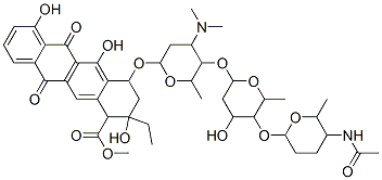 methyl 4-[5-[5-(5-acetamido-6-methyl-oxan-2-yl)oxy-4-hydroxy-6-methyl- oxan-2-yl]oxy-4-dimethylamino-6-methyl-oxan-2-yl]oxy-2-ethyl-2,5,7-tri hydroxy-6,11-dioxo-3,4-dihydro-1H-tetracene-1-carboxylate CAS#: 79391-09-6