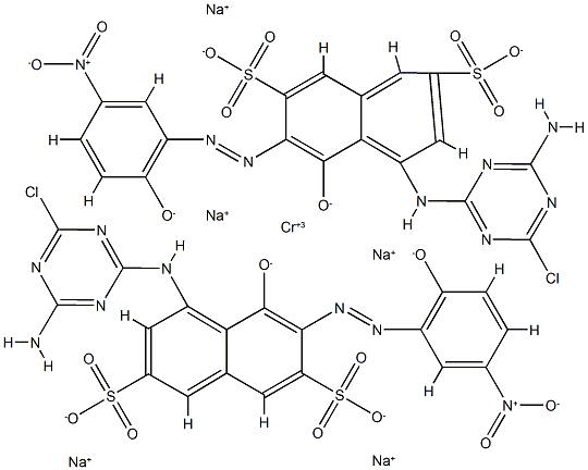 pentasodium bis[5-[(4-amino-6-chloro-1,3,5-triazin-2-yl)amino]-4-hydroxy-3-[(2-hydroxy-5-nitrophenyl)azo]naphthalene-2,7-disulphonato(4-)]chromate(5-) CAS#: 79828-43-6