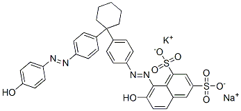 potassium sodium 7-hydroxy-8-[[4-[1-[4-[(4-hydroxyphenyl)azo]phenyl]cyclohexyl]phenyl]azo]naphthalene-1,3-disulphonate CAS#: 72828-67-2