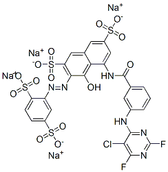 tetrasodium 5-[[3-[(5-chloro-2,6-difluoropyrimidin-4-yl)amino]benzoyl]amino]-3-[(2,5-disulphonatophenyl)azo]-4-hydroxynaphthalene-2,7-disulphonate CAS#: 72139-13-0