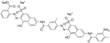 trisodium 2-[[6-[[4-[[6-[(3-amino-4-methylbenzoyl)amino]-1-hydroxy-3-sulphonato-2-naphthyl]azo]-3-methylbenzoyl]amino]-1-hydroxy-3-sulphonato-2-naphthyl]azo]benzoate CAS#: 72152-52-4