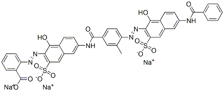 trisodium 2-[[6-[[4-[[6-(benzoylamino)-1-hydroxy-3-sulphonato-2-naphthyl]azo]-3-methylbenzoyl]amino]-1-hydroxy-3-sulphonato-2-naphthyl]azo]benzoate CAS#: 72152-50-2