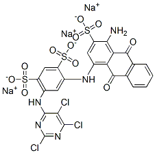 trisodium 4-[(4-amino-9,10-dihydro-9,10-dioxo-3-sulphonato-1-anthryl)amino]-6-[(2,5,6-trichloropyrimidin-4-yl)amino]benzene-1,3-disulphonate CAS#: 72139-16-3