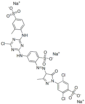 trisodium 4-[[4-chloro-6-[(2-methyl-4-sulphonatophenyl)amino]-1,3,5-triazin-2-yl]amino]-2-[[1-(2,5-dichloro-4-sulphonatophenyl)-4,5-dihydro-3-methyl-5-oxo-1H-pyrazol-4-yl]azo]benzenesulphonate CAS#: 72829-26-6