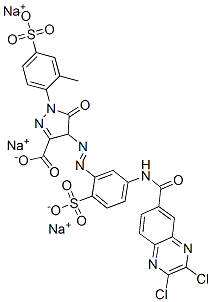 trisodium 4-[[5-[[(2,3-dichloro-6-quinoxalinyl)carbonyl]amino]-2-sulphonatophenyl]azo]-4,5-dihydro-1-(2-methyl-4-sulphonatophenyl)-5-oxo-1H-pyrazole-3-carboxylate CAS#: 72139-14-1
