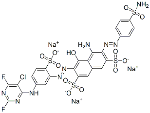 trisodium 4-amino-3-[[4-(aminosulphonyl)phenyl]azo]-6-[[5-[(5-chloro-2,6-difluoro-4-pyrimidinyl)amino]-2-sulphonatophenyl]azo]-5-hydroxynaphthalene-2,7-disulphonate CAS#: 75199-18-7