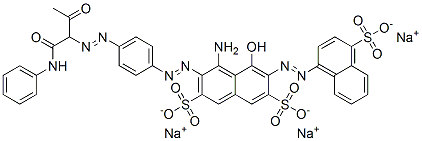 trisodium 4-amino-5-hydroxy-3-[[4-[[2-oxo-1-[(phenylamino)carbonyl]propyl]azo]phenyl]azo]-6-[(4-sulphonato-1-naphthyl)azo]naphthalene-2,7-disulphonate CAS#: 79135-92-5