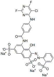 trisodium 5-[[4-[(5-chloro-2,6-difluoro-4-pyrimidinyl)amino]benzoyl]amino]-4-hydroxy-3-[(2-sulphonatophenyl)azo]naphthalene-2,7-disulphonate CAS#: 72152-49-9