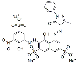 trisodium 5-[(4,5-dihydro-3-methyl-5-oxo-1-phenyl-1H-pyrazol-4-yl)azo]-4-hydroxy-3-[(2-hydroxy-3-nitro-5-sulphonatophenyl)azo]naphthalene-2,7-disulphonate CAS#: 72152-58-0