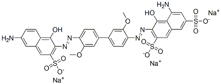 trisodium 5-amino-3-[[4'-[(6-amino-1-hydroxy-3-sulphonato-2-naphthyl)azo]-3,3'-dimethoxy[1,1'-biphenyl]-4-yl]azo]-4-hydroxynaphthalene-2,7-disulphonate CAS#: 73287-56-6