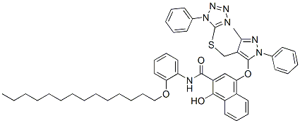 1-Hydroxy-4-[[3-methyl-1-phenyl-4-[[(1-phenyl-1H-tetrazole-5-yl)thio]methyl]-1H-pyrazole-5-yl]oxy]-N-[2-(tetradecyloxy)phenyl]-2-naphthalenecarboxamide CAS#: 80567-35-7