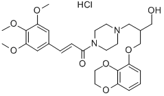 1-Piperazinepropanol, beta-(((2,3-dihydro-1,4-benzodioxin-5-yl)oxy)met hyl)-4-(1-oxo-3-(3,4,5-trimethoxyphenyl)-2-propenyl)-, monohydrochlori de CAS#: 86580-11-2