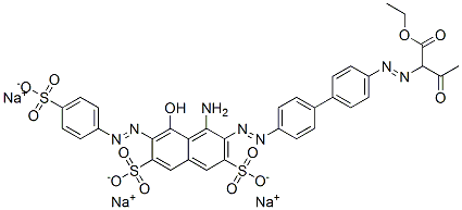 1-ethyl trihydrogen 2-[[4'-[[1-amino-8-hydroxy-3,6-disulphonato-7-[(4-sulphonatophenyl)azo]-2-naphthyl]azo][1,1'-biphenyl]-4-yl]azo]acetoacetate, sodium salt CAS#: 85750-01-2