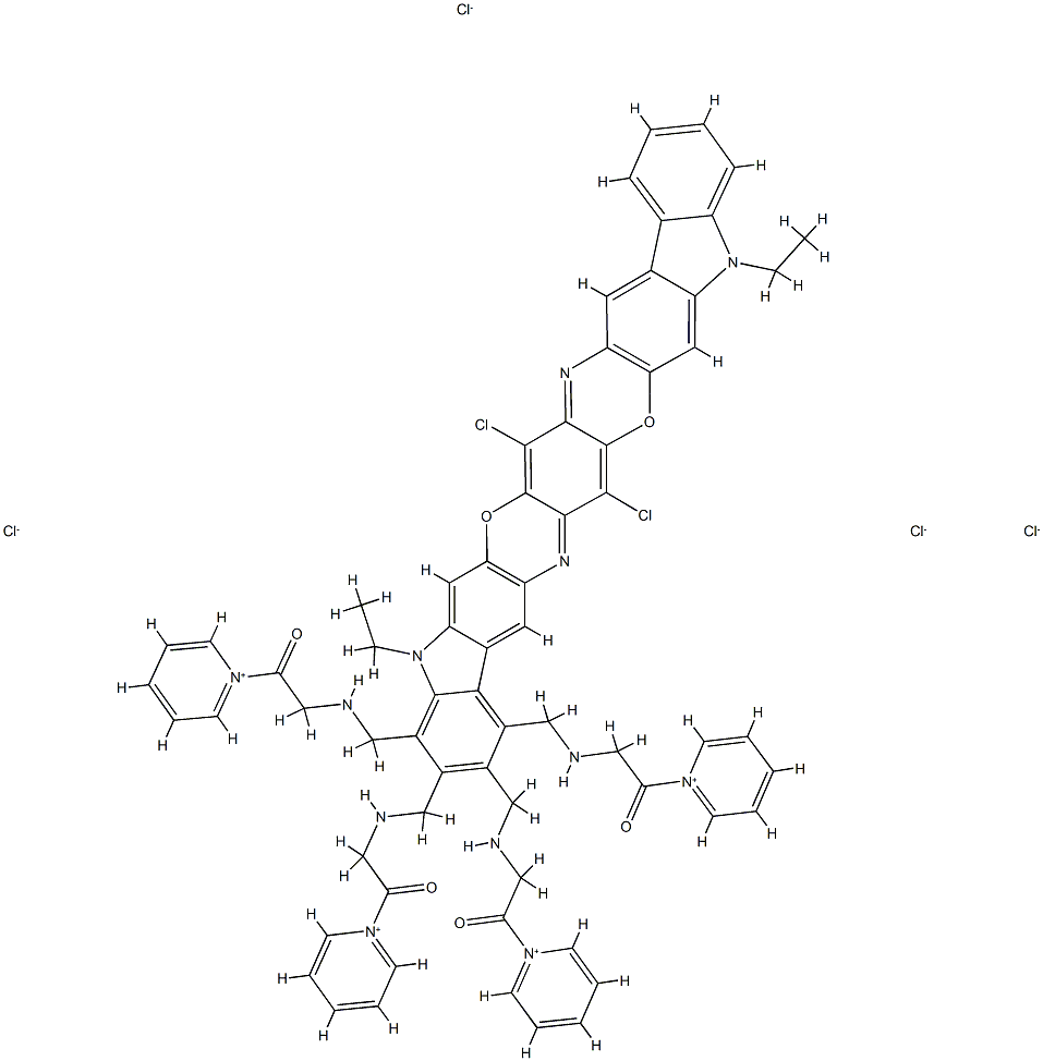 1,1',1'',1'''-[(8,18-dichloro-5,15-diethyl-5,15-dihydrodiindolo[3,2-b:3',2'-m]triphenodioxazinetetrayl)tetrakis[methyleneimino(2-oxoethylene)]]tetrapyridinium tetrachloride CAS#: 87564-37-2