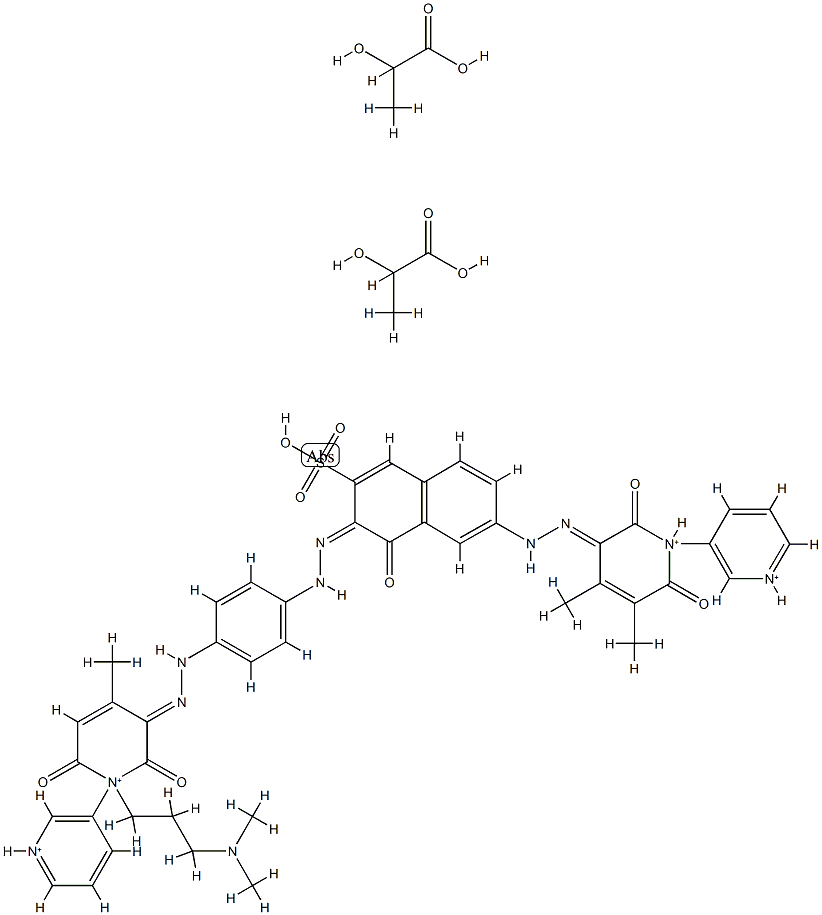 1,3'-Bipyridinium,5'-[[4-[[7-[(1',2'-dihydro-6'-hydroxy-3,4-dimethyl-2'-oxo [1,3'-bipyridinium]-5'-yl)azo]-1-hydroxy-3-sulfo-2-naphthalenyl]azo]phenyl]azo]-1'- [3-(dimethylamino)propyl]-1',2'-oxo-, salt with 2-hydroxypropanoic acid CAS#: 89857-06-7