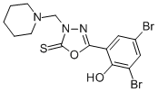 1,3,4-Oxadiazole-2(3H)-thione, 5-(3,5-dibromo-2-hydroxyphenyl)-3-(1-pi peridinylmethyl)- CAS#: 81963-87-3