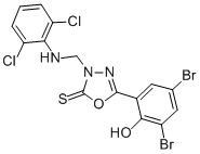 1,3,4-Oxadiazole-2(3H)-thione, 5-(3,5-dibromo-2-hydroxyphenyl)-3-(((2, 6-dichlorophenyl)amino)methyl)- CAS#: 81963-79-3