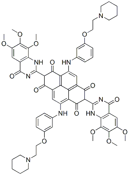 1,3,6,8(2H,7H)-Pyrenetetrone,  2,7-bis(1,4-dihydro-6,7,8-trimethoxy-4-oxo-2-quinazolinyl)-4,9-bis[[3-[2-(1-piperidinyl)ethoxy]phenyl]amino]-  (9CI) CAS#: 811803-78-8