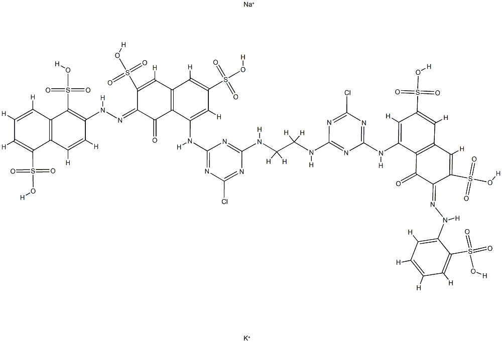 1,5-Naphthalenedisulfonic acid,2-[[8-[[4-chloro-6-[[2-[[4-chloro-6-[[8-hydroxy-3,6-disulfo-7-[(2-sulfophenyl)azo]-1-naphthalenyl]amino]-1,3,5-triazin-2-yl]amino]ethyl]amino]-1,3,5-triazin-2-yl]amino]-1-hydroxy-3,6-disulfo-2-naphthalenyl]azo]-,potas CAS#: 84041-86-1