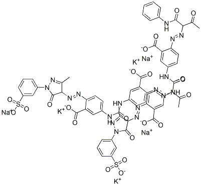 2-[[1-(anilinocarbonyl)-2-oxopropyl]azo]-5-[[[[3-carboxy-4-[[4,5-dihydro-3-methyl-5-oxo-1-(3-sulphophenyl)-1H-pyrazol-4-yl]azo]phenyl]amino]carbonyl]amino]benzoic acid, potassium sodium salt CAS#: 84100-80-1
