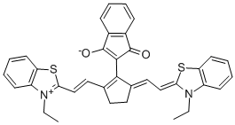 2-(2-[(E)-2-(3-ETHYL-1,3-BENZOTHIAZOL-3-IUM-2-YL)ETHENYL]-5-((E)-2-[3-ETHYL-1,3-BENZOTHIAZOL-2(3H)-YLIDENE]ETHYLIDENE)-1-CYCLOPENTEN-1-YL)-1-OXO-1H-INDEN-3-OLATE CAS#: 89806-50-8