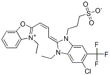 2-[3-[5-chloro-3-ethyl-1,3-dihydro-1-(3-sulphonatopropyl)-6-(trifluoromethyl)-2H-benzimidazol-2-ylidene]prop-1-enyl]-3-ethylbenzoxazolium CAS#: 83783-58-8