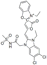 2-[3-[5,6-dichloro-1-ethyl-1,3-dihydro-3-[2-(mesylamino)-2-oxoethyl]-2H-benzimidazol-2-ylidene]prop-1-enyl]-3-ethylbenzoxazolium--ate CAS#: 84100-63-0