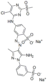 2-[[5-amino-3-methyl-1-(3-sulphophenyl)-1H-pyrazol-4-yl]azo]-4-[[5-chloro-6-methyl-2-(methylsulphonyl)-4-pyrimidinyl]amino]benzenesulphonic acid, sodium salt CAS#: 83399-92-2