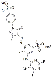 2-[(5-chloro-2,6-difluoro-4-pyrimidinyl)amino]-6-[[4,5-dihydro-3-methyl-5-oxo-1-(4-sulphophenyl)-1H-pyrazol-4-yl]azo]toluene-4-sulphonic acid, sodium salt CAS#: 83400-22-0
