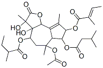 2-Butenoic acid, 2-methyl-, 6-(acetyloxy)-2,3,3a,4,5,6,6a,7,8,9b-decah ydro-3,3a-dihydroxy-3,6,9-trimethyl-4-(2-methyl-1-oxobutoxy)-7-(3-meth yl-1-oxobutoxy)-2-oxoazuleno(4,5-b)furan-8-yl ester CAS#: 81127-21-1