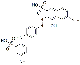 2-Naphthalenesulfonic acid, 6-amino-3-[[4-[(4-amino-2-sulfophenyl)amino]phenyl]azo]-4-hydroxy-, diazotized, coupled with 2,4-diaminobenzenesulfonic acid and p-phenylenediamine CAS#: 84583-81-3