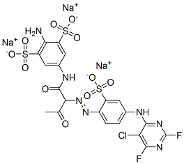 2-amino-5-[[2-[[4-[(5-chloro-2,6-difluoro-4-pyrimidinyl)amino]-2-sulphophenyl]azo]-3-oxobutyroyl]amino]benzene-1,3-disulphonic acid, sodium salt CAS#: 83399-90-0