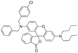 2'-[benzyl(4-chlorobenzyl)amino]-6'-(dibutylamino)spiro[isobenzofuran-1(3H)-9'[9H]-xanthene]-3-one CAS#: 85223-10-5