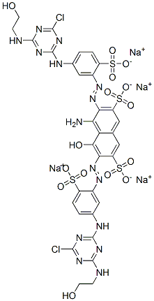 2,7-Naphthalenedisulfonic acid, 4-amino-3,6-bis[[5-[[4-chloro- 6-[(2-hydroxyethyl)amino]-1,3,5-triazin-2-yl ]amino]-2-sulfophenyl]azo]-5-hydroxy-, tetrasodium salt CAS#: 85665-98-1