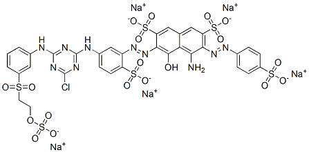 2,7-Naphthalenedisulfonic acid, 4-amino-6-[[5-[[4-chloro-6-[[3-[[2-(sulfooxy)ethyl]sulfonyl]phenyl]amino]-1,3,5-triazin-2-yl]amino]-2-sulfophenyl]azo]-5-hydroxy-3-[(4-sulfophenyl)azo]-, pentasodium salt CAS#: 80156-94-1