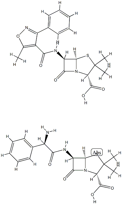 (2S,5R,6R)-6-[[(2R)-2-amino-2-phenyl-acetyl]amino]-3,3-dimethyl-7-oxo- 4-thia-1-azabicyclo[3.2.0]heptane-2-carboxylic acid: (2S,5R,6R)-3,3-di methyl-6-[(5-methyl-3-phenyl-oxazole-4-carbonyl)amino]-7-oxo-4-thia-1- azabicyclo[3.2.0]heptane-2-carboxylic acid CAS#: 8067-85-4