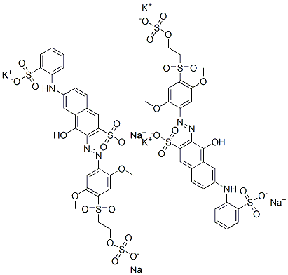 3-[[2,5-dimethoxy-4-[[2-(sulphooxy)ethyl]sulphonyl]phenyl]azo]-4-hydroxy-6-[(sulphophenyl)amino]naphthalene-2-sulphonic acid, potassium sodium salt CAS#: 85614-39-7