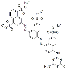 3-[[4-[[4-[(4-amino-6-chloro-1,3,5-triazin-2-yl)amino]-7-sulpho-1-naphthyl]azo]-7-sulpho-1-naphthyl]azo]naphthalene-1,5-disulphonic acid, potassium sodium salt CAS#: 85586-78-3
