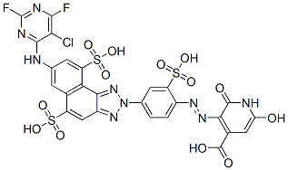 3-[[4-[7-[(5-Chloro-2,6-difluoro-4-pyrimidinyl)amino]-5,9-disulfo-2H-naphtho[1,2-d]triazol-2-yl]-2-sulfophenyl]azo]-1,2-dihydro-6-hydroxy-2-oxo-4-pyridinecarboxylic acid CAS#: 89182-94-5