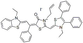 3-allyl-5-[2-(3-ethylbenzothiazol-2(3H)-ylidene)-1-phenylethylidene]-2-[(3-ethyl-4,5-diphenylthiazol-2(3H)-ylidene)methyl]-4-oxothiazolium iodide CAS#: 84434-28-6