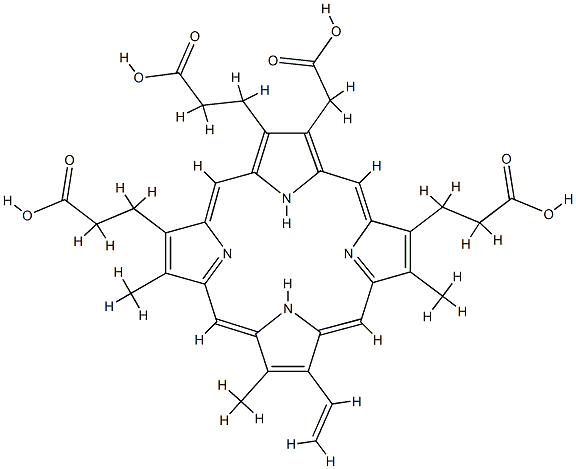 3-(carboxymethyl)-12-ethenyl-8,13,17-trimethyl-21H,23H-Porphine-2,7,18-tripropanoic acid CAS#: 86154-18-9