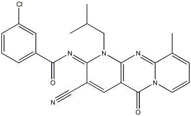 3-chloro-N-(3-cyano-1-isobutyl-10-methyl-5-oxo-1,5-dihydro-2H-dipyrido[1,2-a:2,3-d]pyrimidin-2-ylidene)benzamide CAS#: 840517-70-6