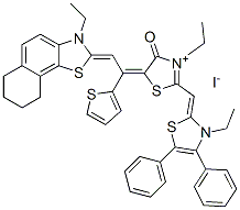 3-ethyl-2-[(3-ethyl-4,5-diphenylthiazol-2(3H)-ylidene)methyl]-5-[2-(3-ethyl-6,7,8,9-tetrahydronaphtho[2,1-d]thiazol-2(3H)-ylidene)-1-(2-thienyl)ethylidene]-4,5-dihydro-4-oxothiazolium iodide CAS#: 84254-90-0