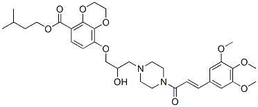 3-methylbutyl 2,3-dihydro-8-[2-hydroxy-3-[4-(3',4',5'-trimethoxycinnamoyl)-1-piperazinyl]propoxy]-1,4-benzodioxin-5-carboxylate CAS#: 85851-95-2