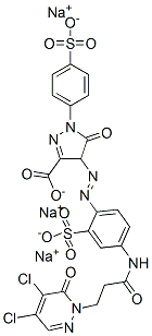 4-[[4-[[3-(4,5-dichloro-6-oxo-6H-pyridazin-1-yl)propionyl]amino]-2-sulphophenyl]azo]-4,5-dihydro-5-oxo-1-(4-sulphophenyl)-1H-pyrazole-3-carboxylic acid, sodium salt CAS#: 85959-08-6